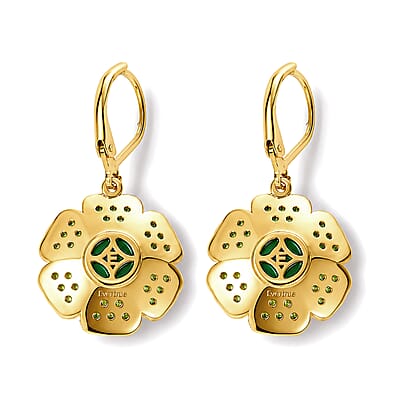 EverTrue Peacock Triplet Quartz and Chrome Diopside 5.70 ctw Earrings in 18K YG Plated