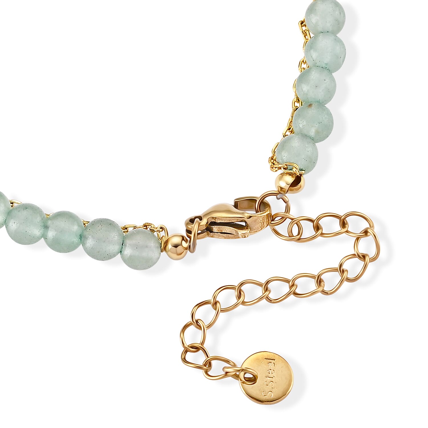 Green Aventurine and Green Glass 18.00 ctw Beaded Stretch Bracelet in Silvertone (7.25-9.25 In)