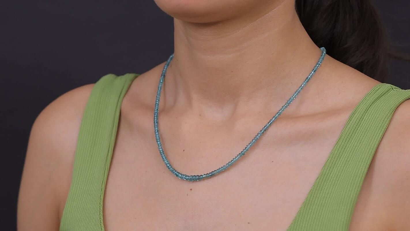 Certified & Appraised Luxoro AAA Pirineu Lagoon Tourmaline 42.00 ctw Beaded Necklace in 14K Yellow Gold 18 Inches