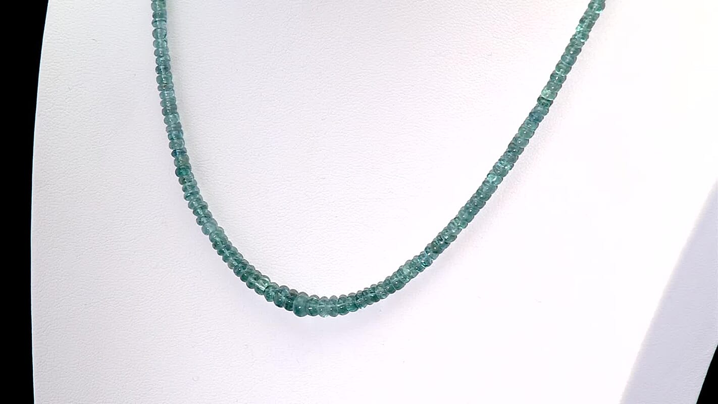 Certified & Appraised Luxoro AAA Pirineu Lagoon Tourmaline 42.00 ctw Beaded Necklace in 14K Yellow Gold 18 Inches