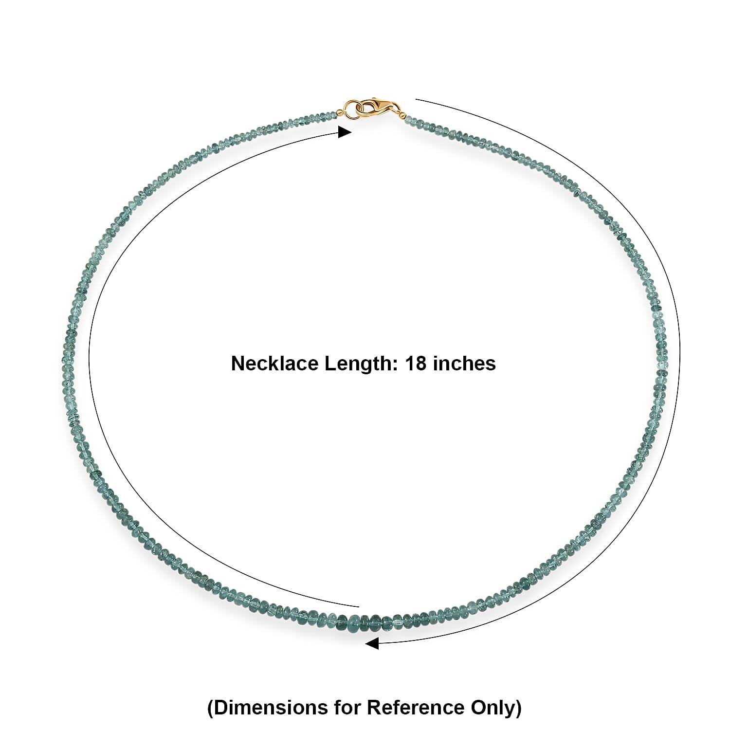 Certified & Appraised Luxoro AAA Pirineu Lagoon Tourmaline 42.00 ctw Beaded Necklace in 14K Yellow Gold 18 Inches