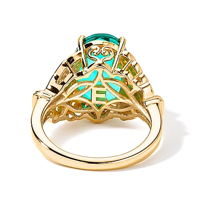 EverTrue Peacock Quartz (Triplet) and Multi Gemstone 6.80 ctw Mystic Peacock Bloom Ring in 18K YG Plated (Size 6.0)