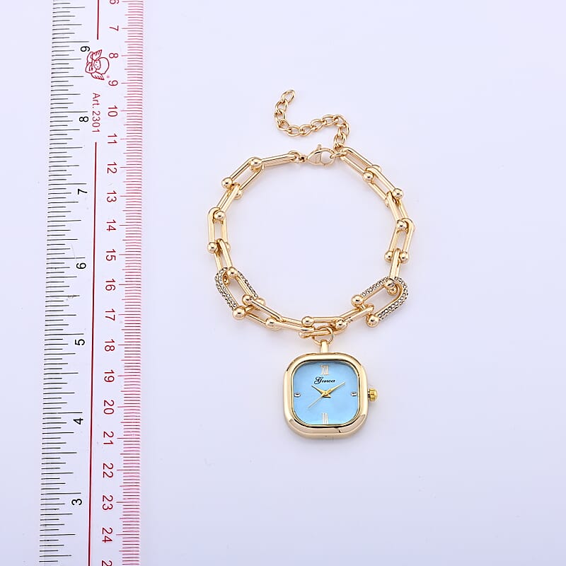Genoa Austrian Crystal, Simulated Diamond Japanese Movement Watch in Goldtone with Alloy Strap