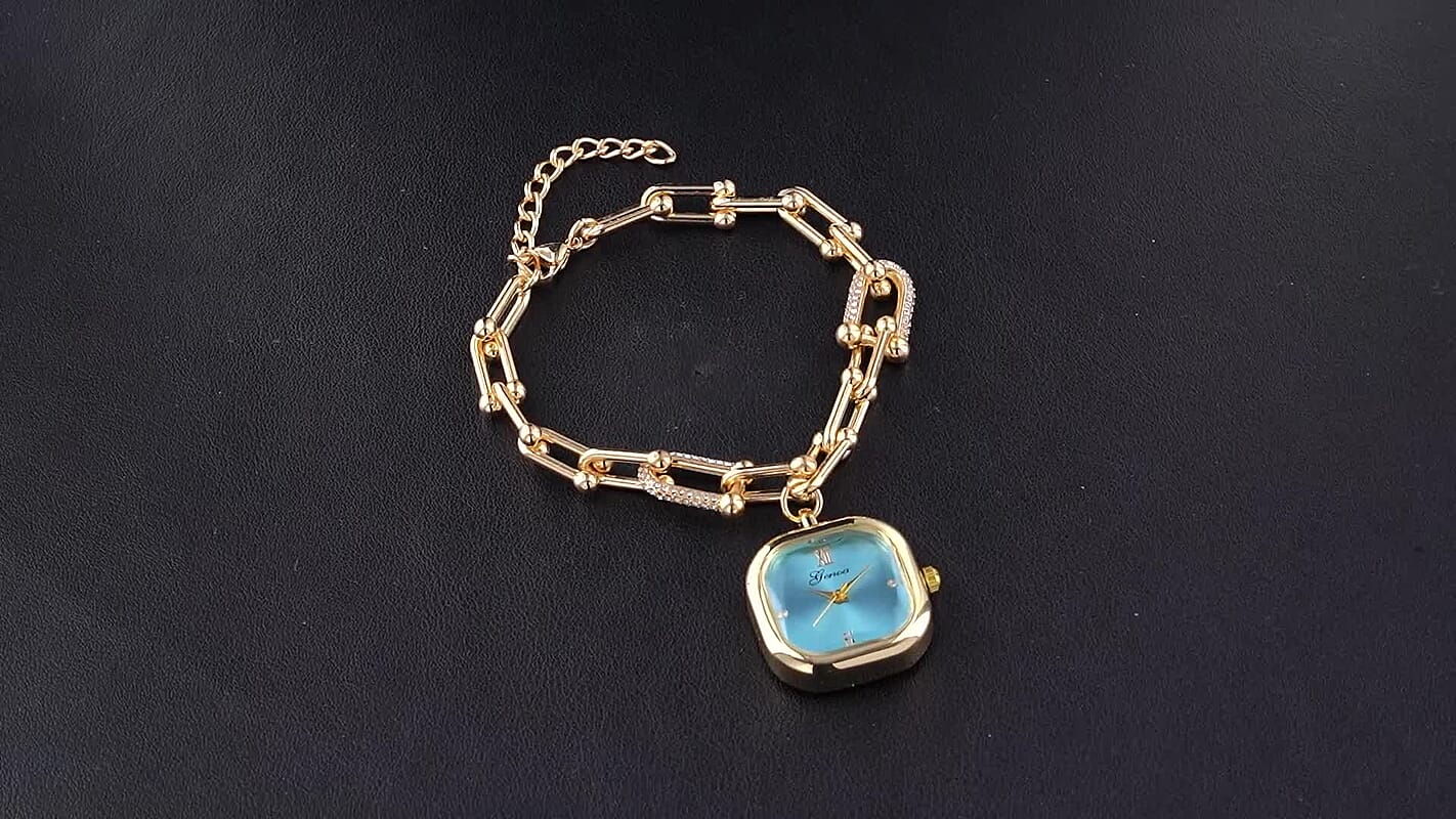 Genoa Austrian Crystal, Simulated Diamond Japanese Movement Watch in Goldtone with Alloy Strap 1.00 ctw 8619779