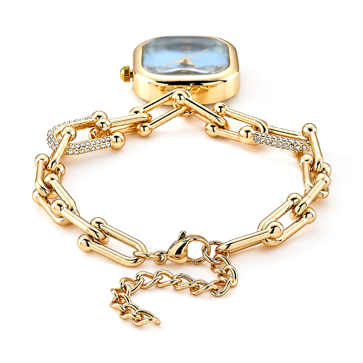 Genoa Austrian Crystal, Simulated Diamond Japanese Movement Watch in Goldtone with Alloy Strap