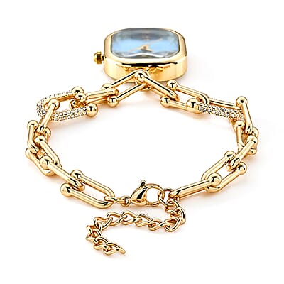 Genoa Austrian Crystal, Simulated Diamond Japanese Movement Watch in Goldtone with Alloy Strap