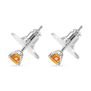 D'Joy AAA Natural Yellow Sapphire 1.15 ctw Solitaire Stud Earrings in Rhodium Over Sterling Silver
