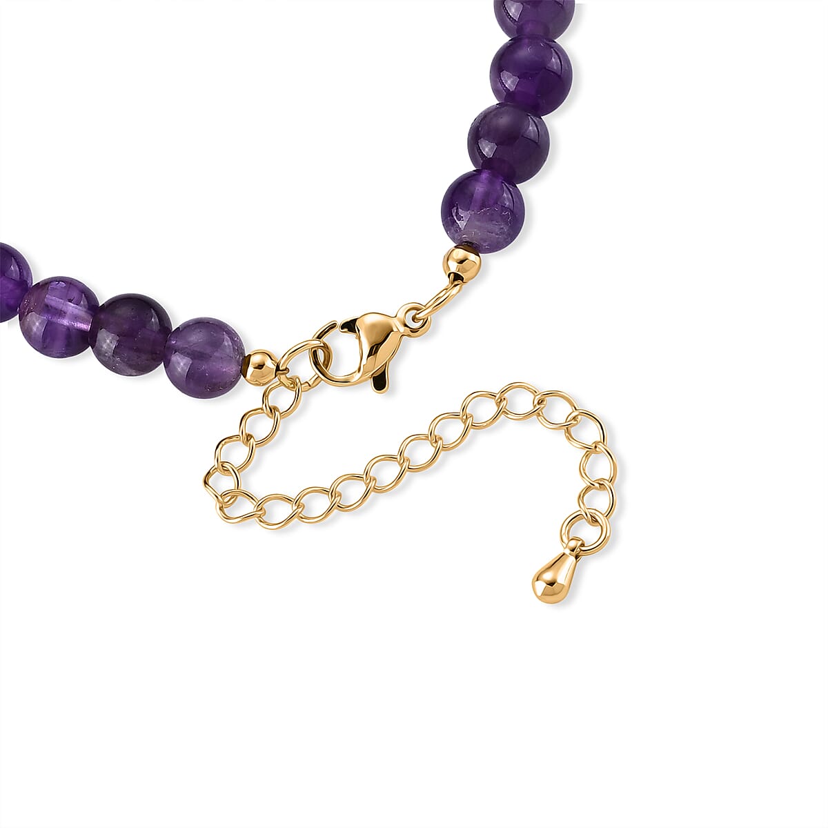 African Amethyst and Multi Gemstone Beaded Bracelet in Goldtone (7.50-9.50In) 40.00 ctw image number 3