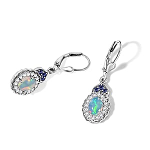 D'Joy Premium Ethiopian Welo Opal and Multi Gemstone 1.90 ctw Earrings in Rhodium Over Sterling Silver
