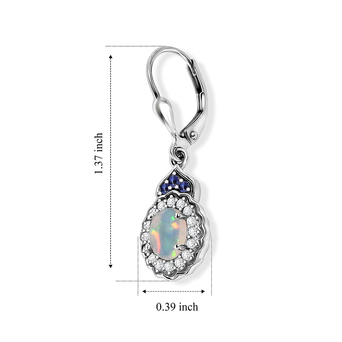 D'Joy Premium Ethiopian Welo Opal and Multi Gemstone 1.90 ctw Earrings in Rhodium Over Sterling Silver image number 2