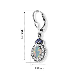 D'Joy Premium Ethiopian Welo Opal and Multi Gemstone 1.90 ctw Earrings in Rhodium Over Sterling Silver