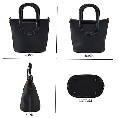 Black Genuine Leather Bag and Set of Phone Bag