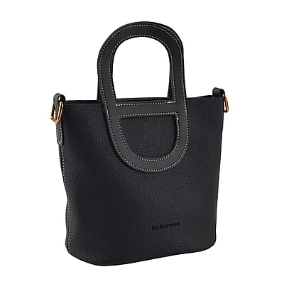 Black Genuine Leather Bag and Set of Phone Bag