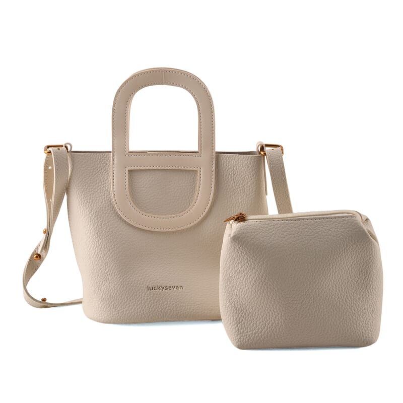 White Genuine Leather Bag and Set of Phone Bag
