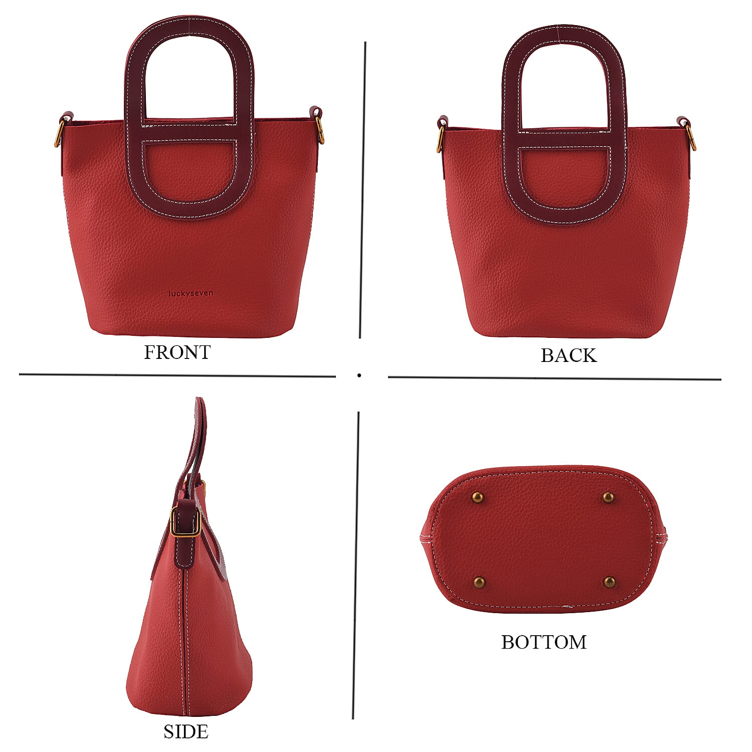 Red Genuine Leather Bag and Set of Phone Bag