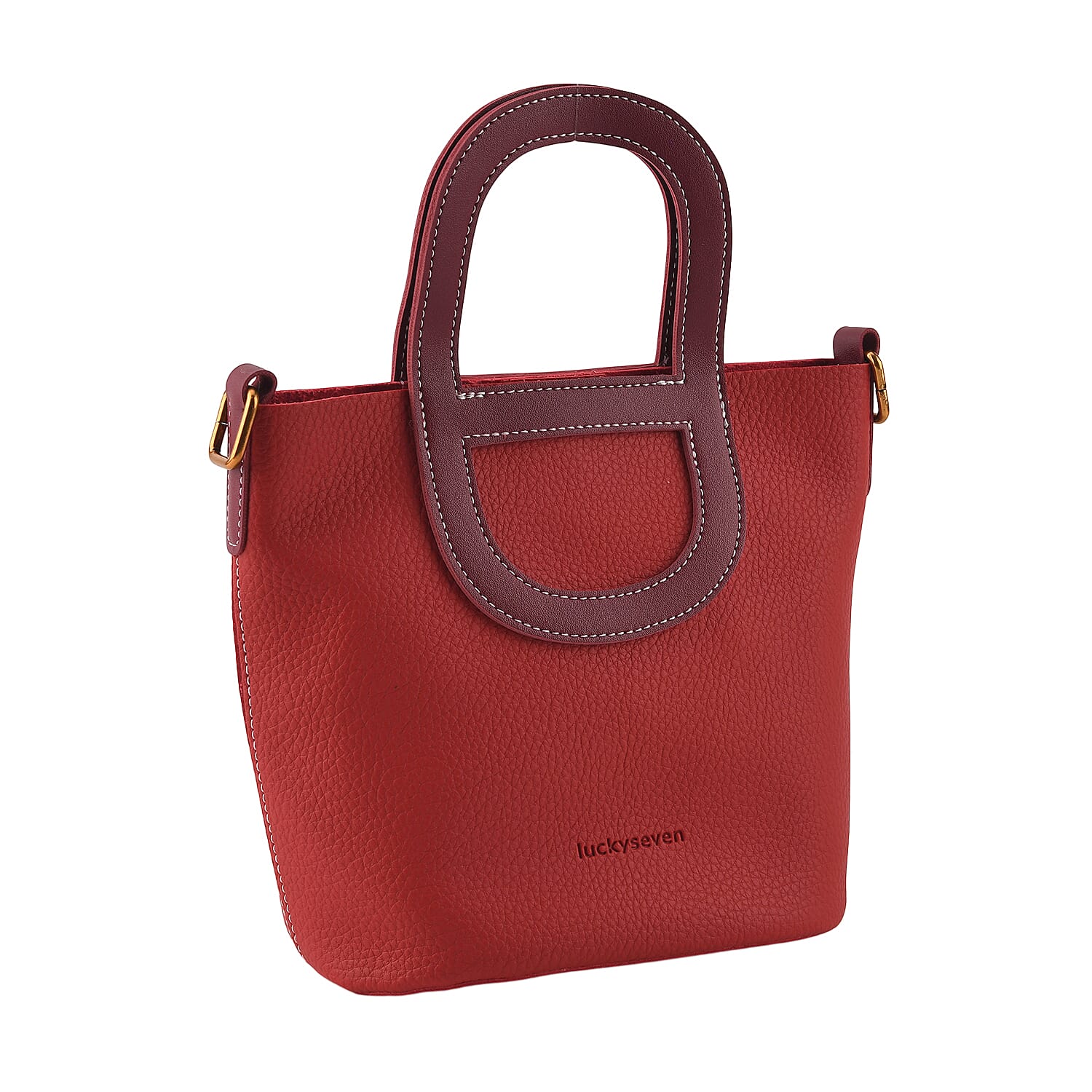 Red Genuine Leather Bag and Set of Phone Bag