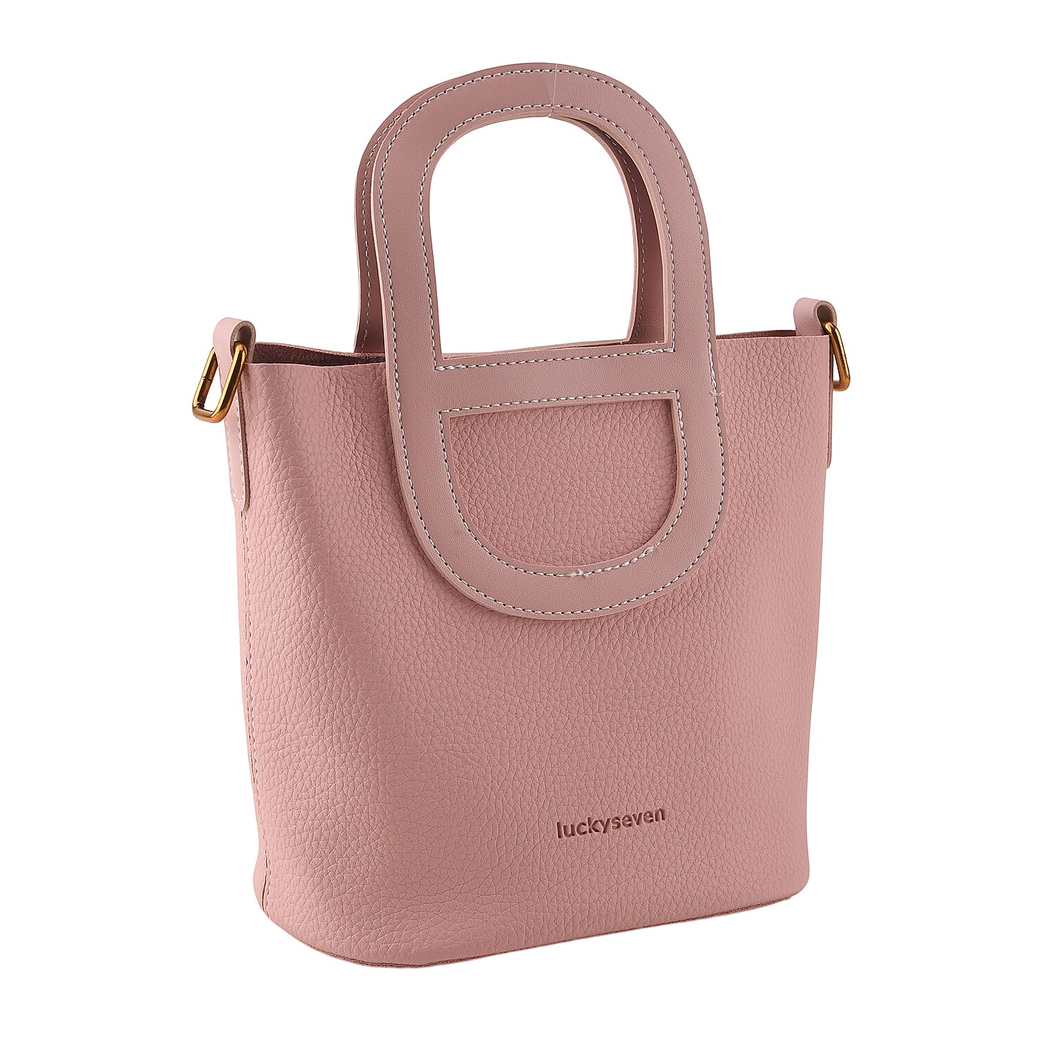 Pink Genuine Leather Bag and Set of Phone Bag