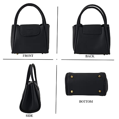 Black Genuine Leather Bag and Set of Phone Bag