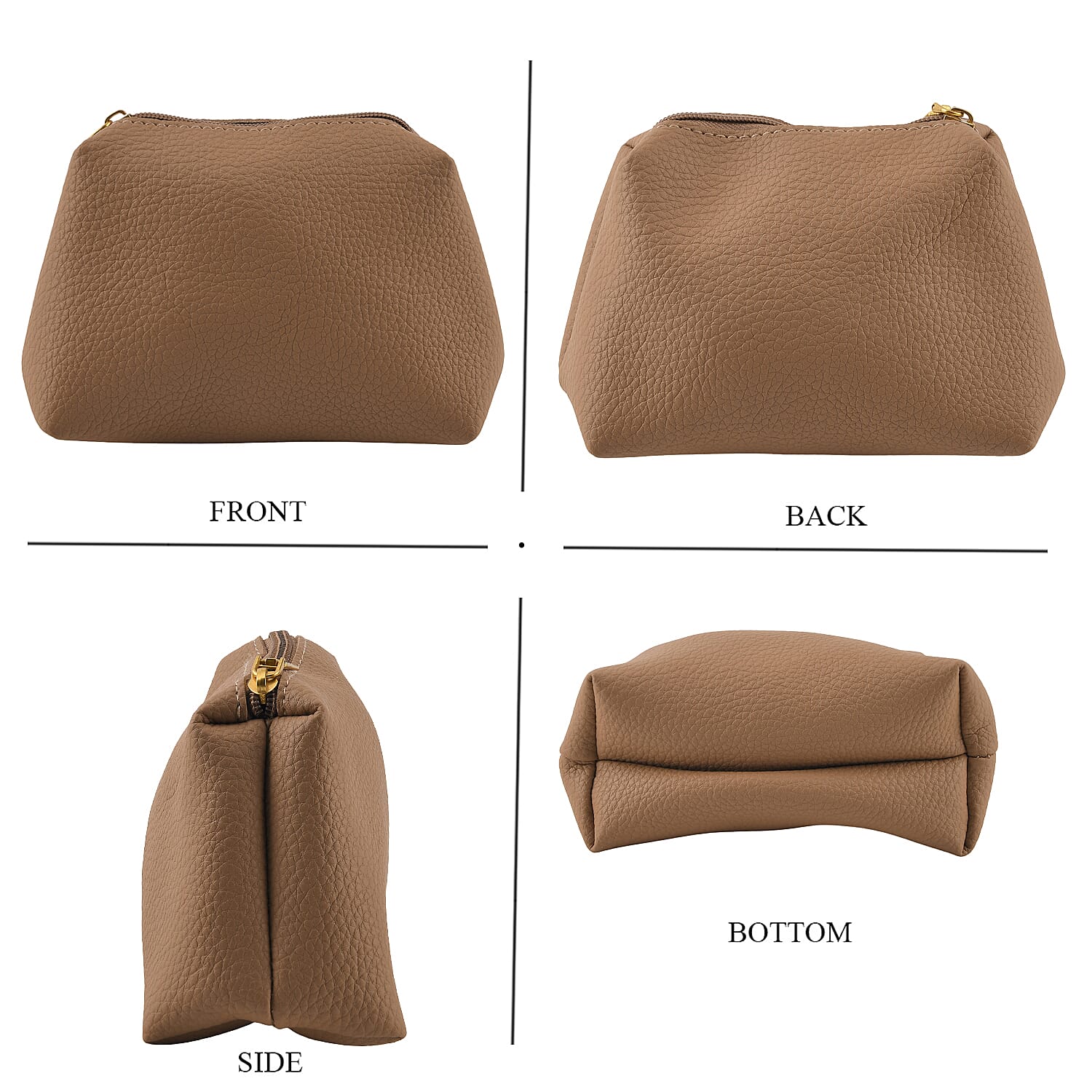 Apricot Genuine Leather Shoulder Bucket Bag with Matching Pouch, Adjustable Strap