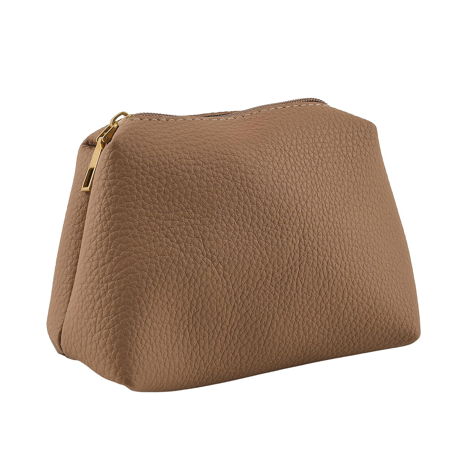 Apricot Genuine Leather Shoulder Bucket Bag with Matching Pouch, Adjustable Strap