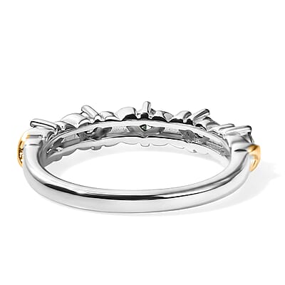 Luxuriant Lab Grown Green Diamond (SI) 0.33 ctw Verdant XO Twist Band Ring in 18K Vermeil Yellow Gold and Rhodium Sterling Silver (Size 10.0)
