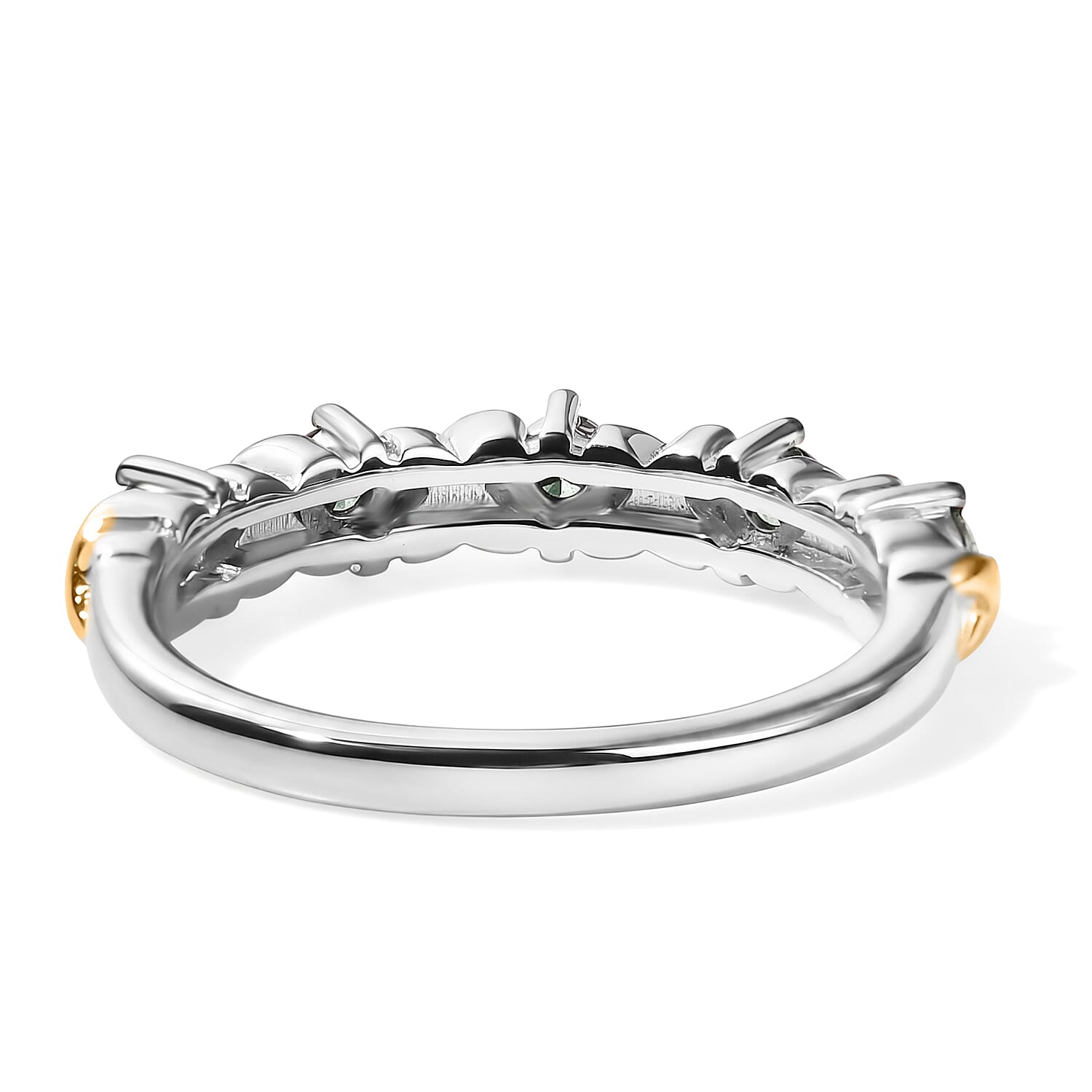 Luxuriant Lab Grown Green Diamond (SI) 0.33 ctw Verdant XO Twist Band Ring in 18K Vermeil Yellow Gold and Rhodium Sterling Silver (Size 8.0)