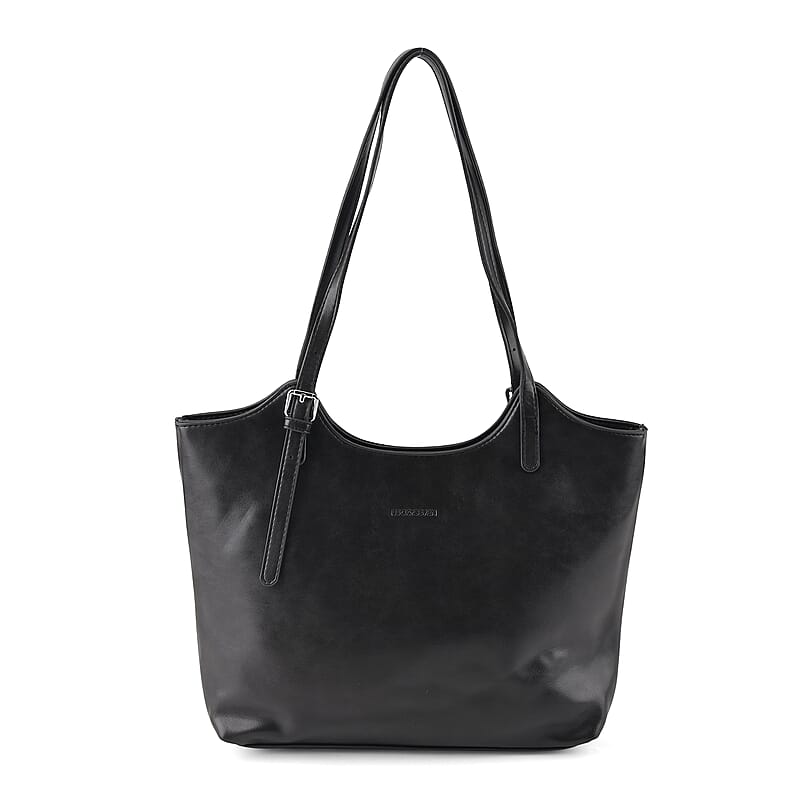 Black Genuine Leather Tote Bag