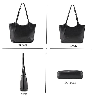 Black Genuine Leather Tote Bag