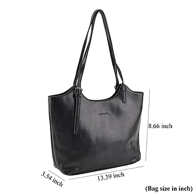 Black Genuine Leather Tote Bag