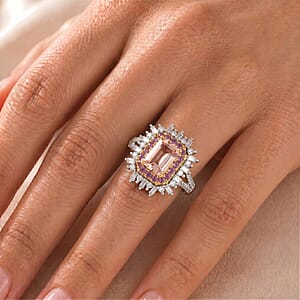 D'Joy Premium Pink Morganite and Multi Gemstone 1.85 ctw Rose Crown Ring in 18K Vermeil YG Over Sterling Silver (Size 10.0)