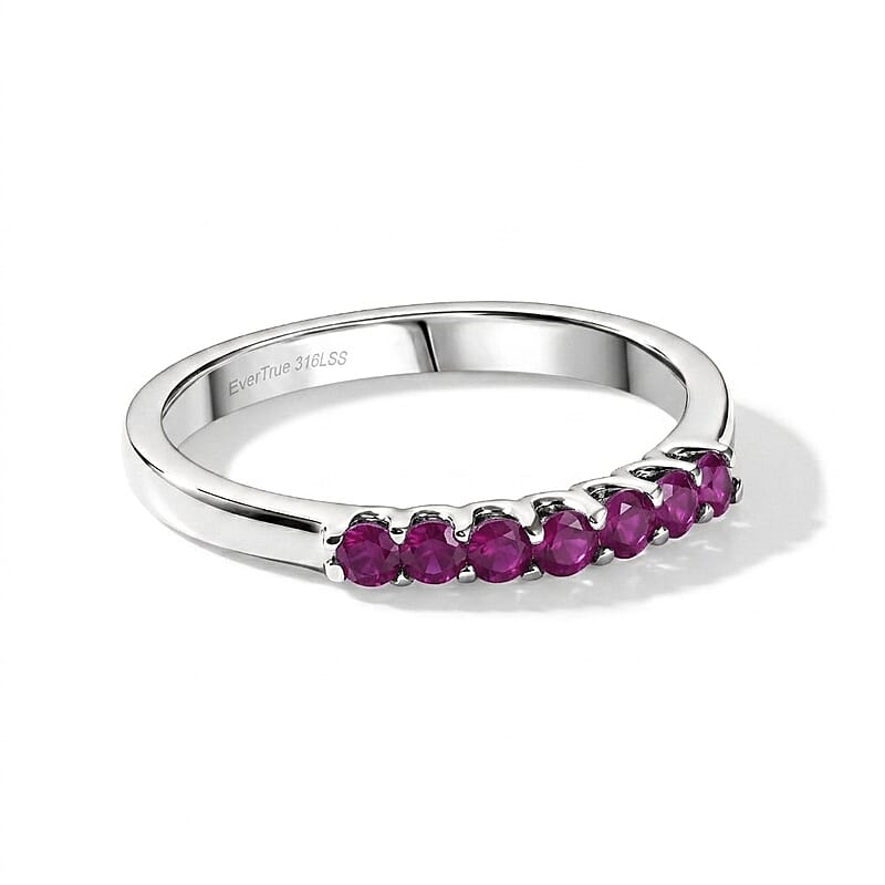 EverTrue Niassa Ruby (FF) 1.00 ctw Solitaire Ring in Stainless Steel (Size 6.0)
