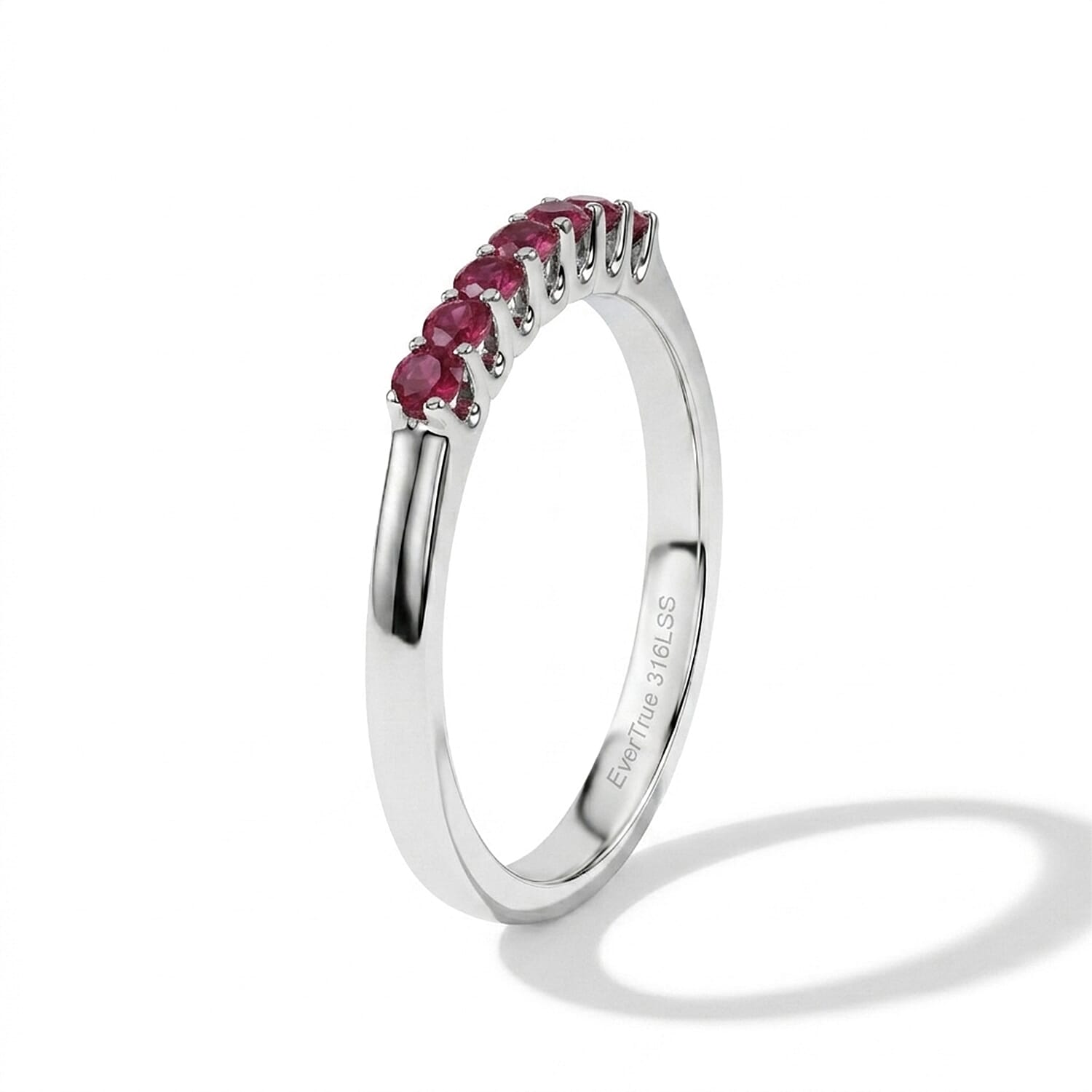 EverTrue Niassa Ruby (FF) 1.00 ctw Solitaire Ring in Stainless Steel (Size 6.0)