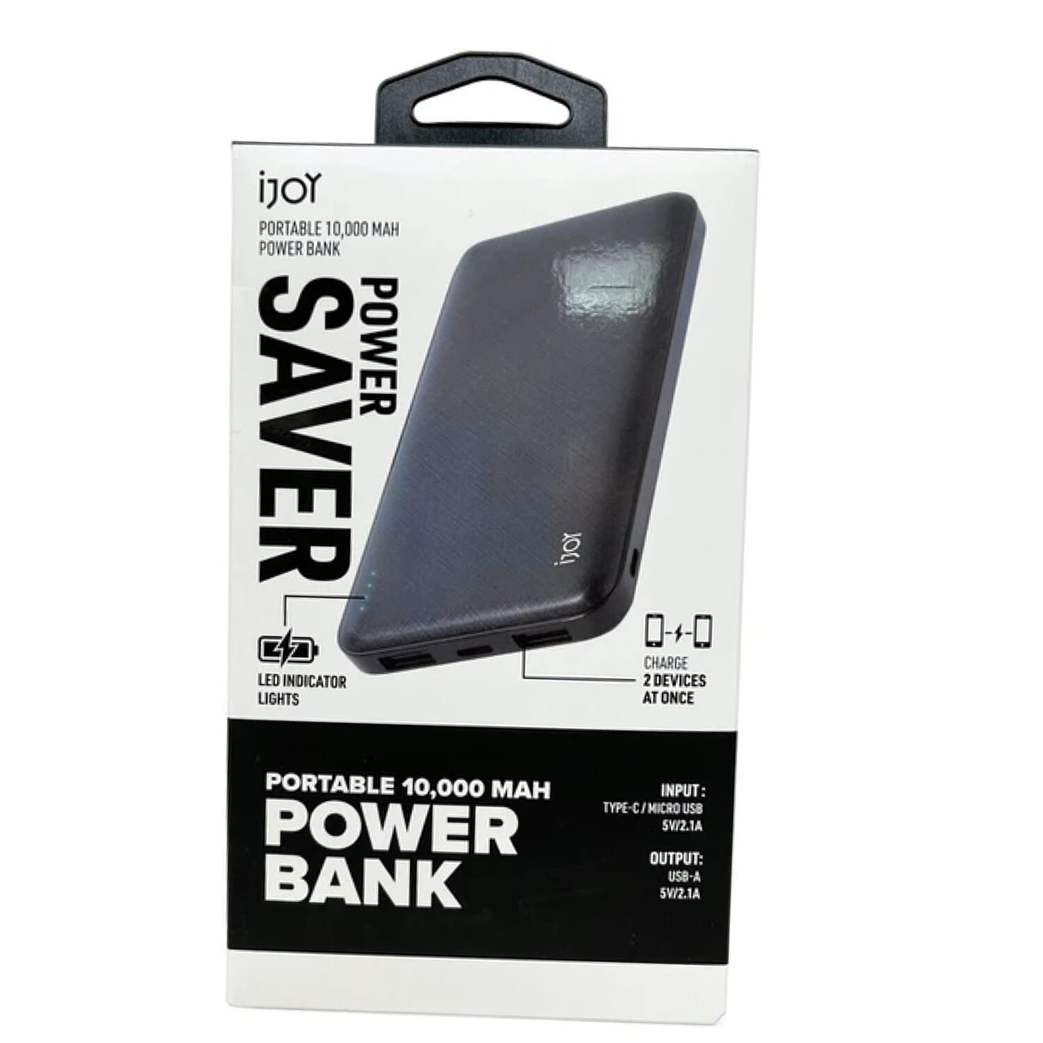Closeout iJoy Power Saver 10000 Mah Dual USB Power Bank - Black