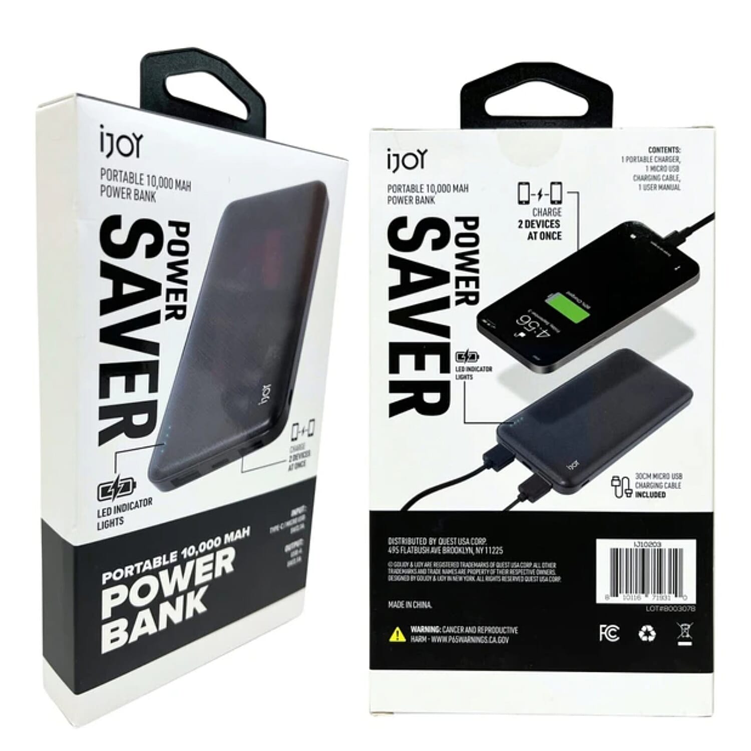 Closeout iJoy Power Saver 10000 Mah Dual USB Power Bank - Black