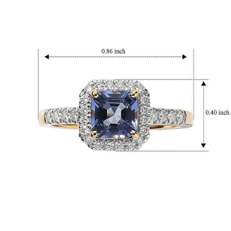 Asscher Cut Premium Tanzanite and Luxuriant Lab Grown Diamond G-H SI 0.75 ctw Ring in 10K Yellow Gold (Size  5.0)