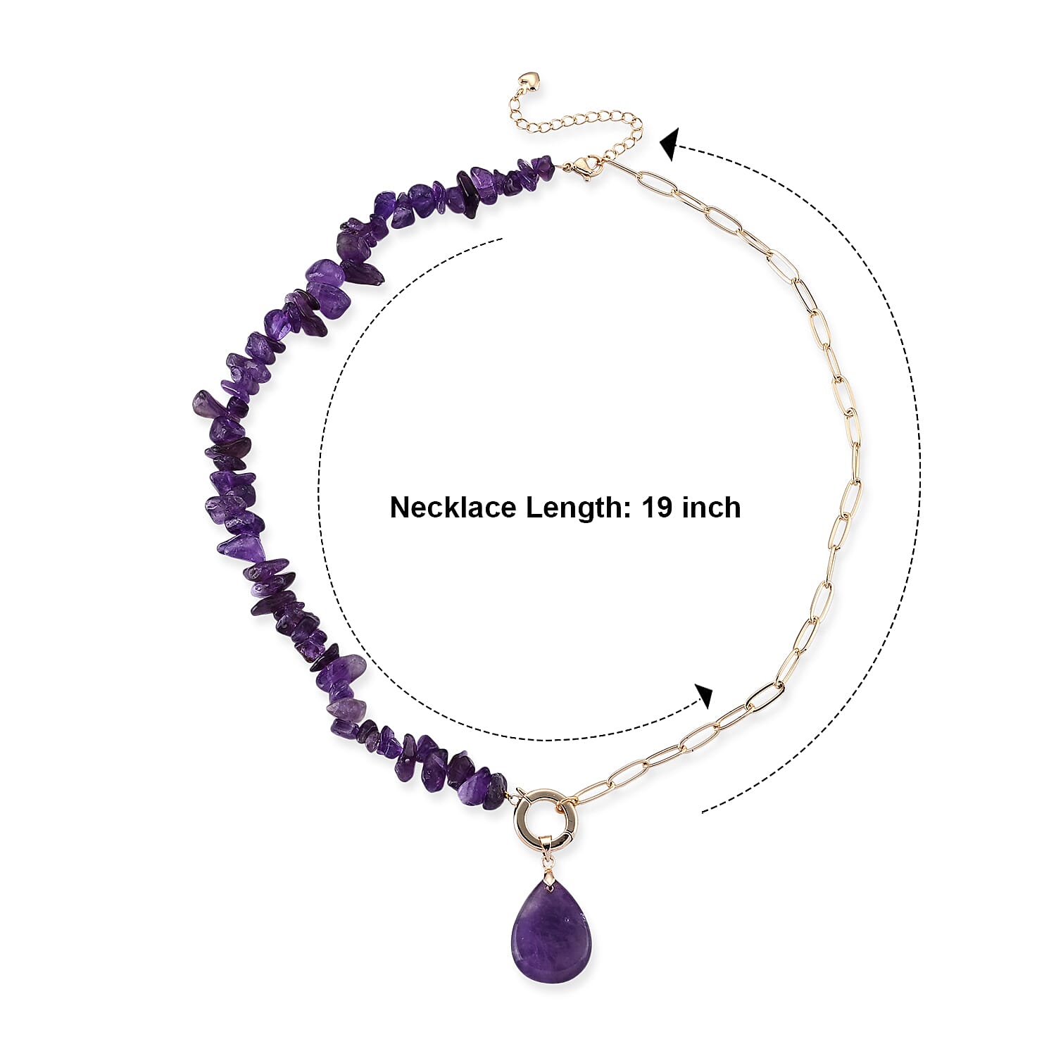 African Amethyst 120.00 ctw Beaded Necklace in Goldtone (19-21 Inches)