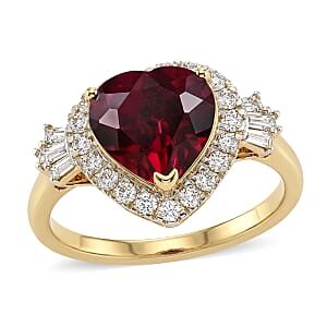 Certified & Appraised AAA Usambara Color Change Garnet and Luxuriant Lab Grown Diamond G-H SI 3.82 ctw Heart Ring in 10K Yellow Gold (Size 10.0)