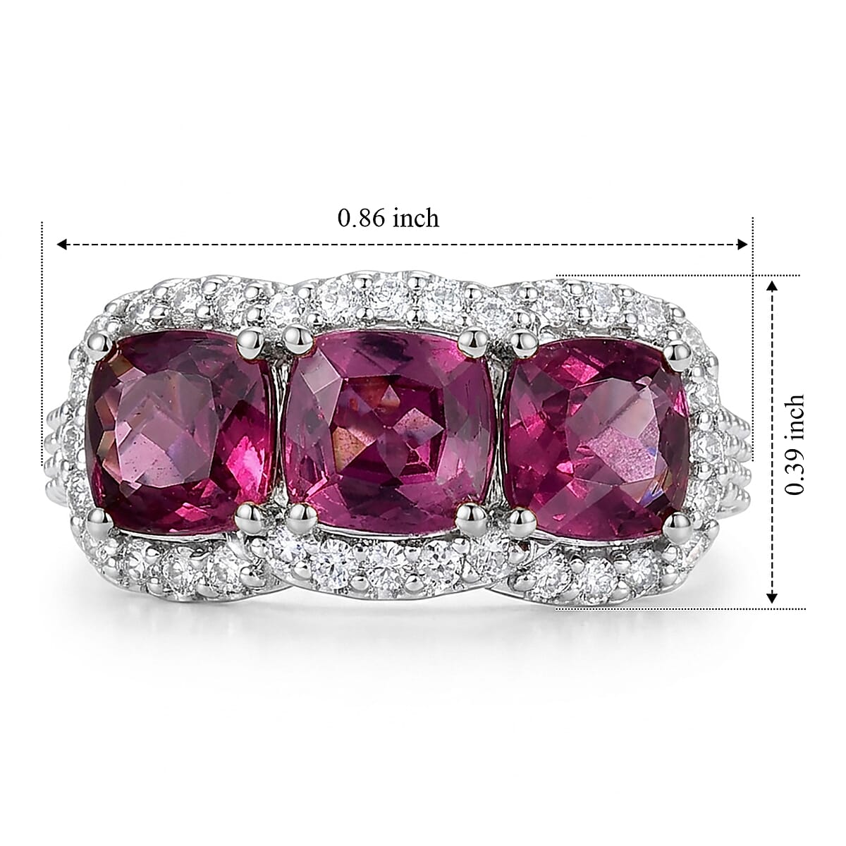 D'Joy Premium Usambara Color Change Garnet and Moissanite 3.60 ctw Ring in Rhodium Over Sterling Silver (Size 7.0) image number 5