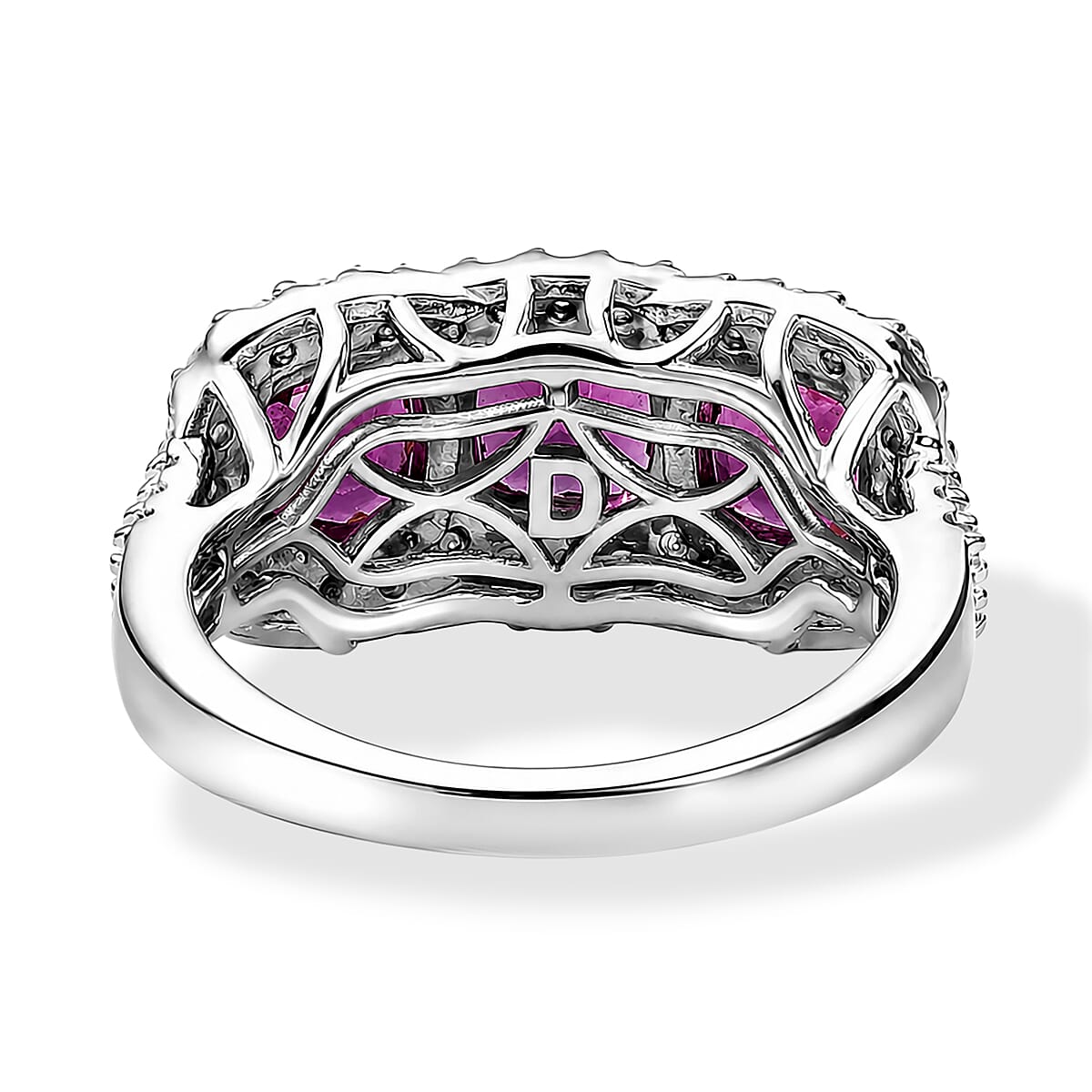 D'Joy Premium Usambara Color Change Garnet and Moissanite 3.60 ctw Ring in Rhodium Over Sterling Silver (Size 8.0) image number 4