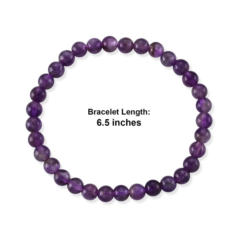African Amethyst 45.00 ctw Beaded Stretch Bracelet
