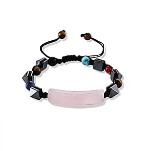 Rose Quartz with Multi Gemstone 50.00 ctw Beaded Stretch Bracelet