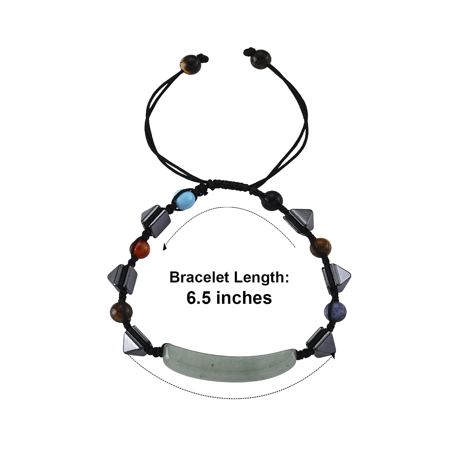 Green Aventurine with Multi Gemstone 50.00 ctw Beaded Adjustable Bracelet (6.5-7.5In)