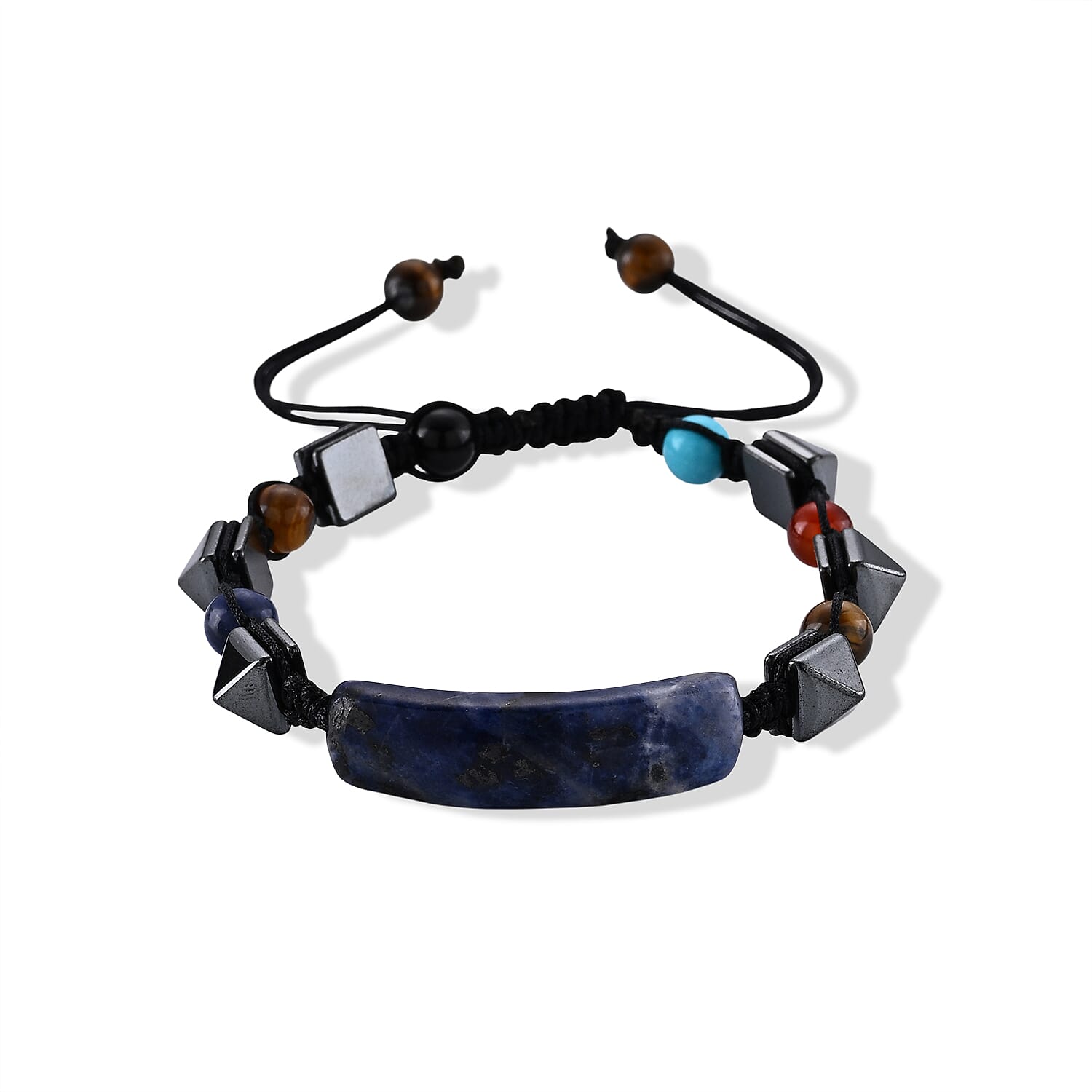 Sodalite with Multi Gemstone 50.00 ctw Beaded Adjustable Bracelet (6.5-7.5In)