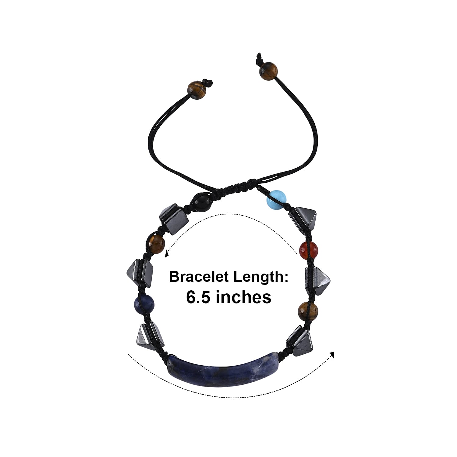 Sodalite with Multi Gemstone 50.00 ctw Beaded Adjustable Bracelet (6.5-7.5In)