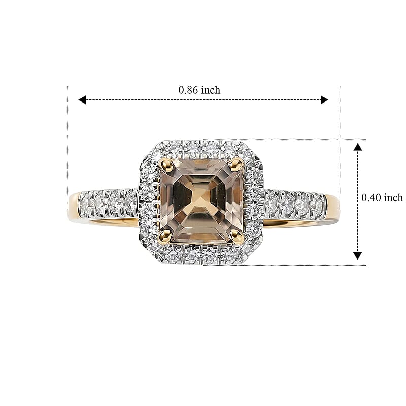 Asscher Cut AAA Turkizite and Luxuriant Lab Grown Diamond G-H SI 1.65 ctw Ring in 10K Yellow Gold (Size  5.0)
