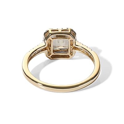 Asscher Cut AAA Turkizite and Luxuriant Lab Grown Diamond G-H SI 1.65 ctw Ring in 10K Yellow Gold (Size  6.0)