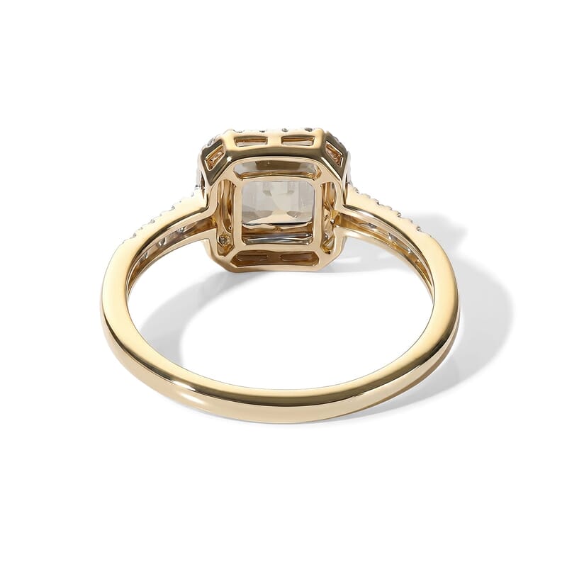 Asscher Cut AAA Turkizite and Luxuriant Lab Grown Diamond G-H SI 1.65 ctw Ring in 10K Yellow Gold (Size  6.0)