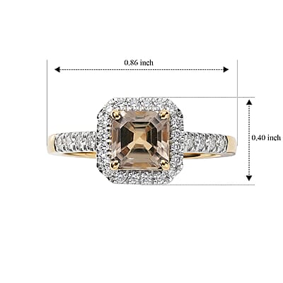 Asscher Cut AAA Turkizite and Luxuriant Lab Grown Diamond G-H SI 1.65 ctw Ring in 10K Yellow Gold (Size  6.0)