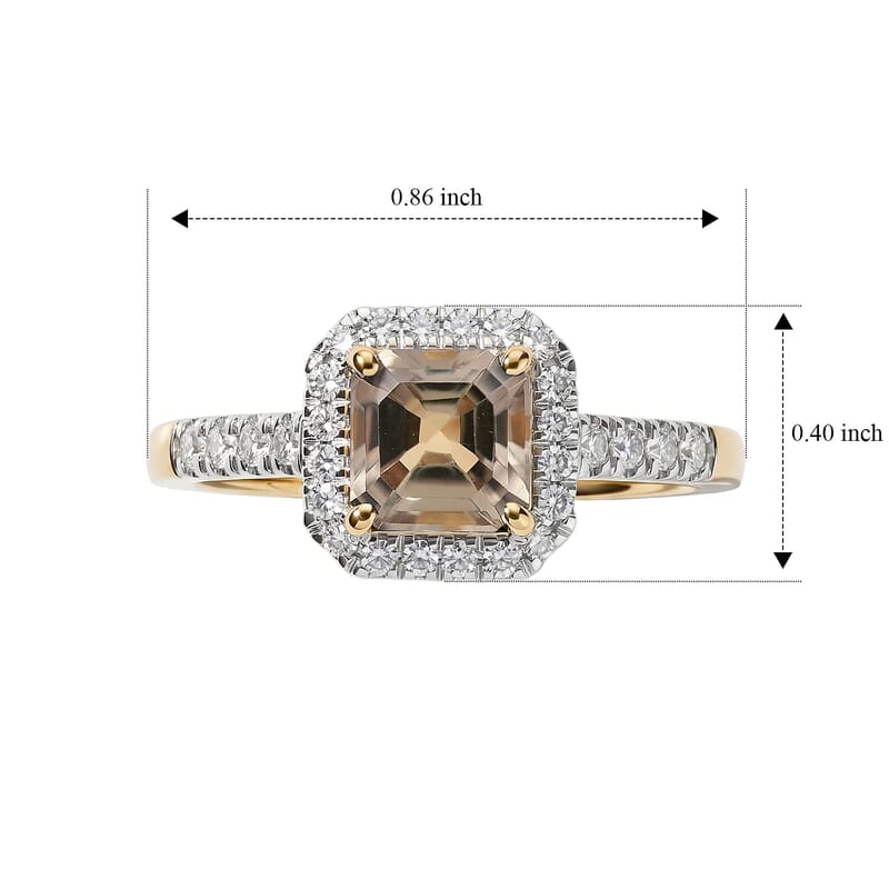 Asscher Cut AAA Turkizite and Luxuriant Lab Grown Diamond G-H SI 1.65 ctw Ring in 10K Yellow Gold (Size  6.0)