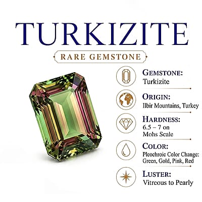 Asscher Cut AAA Turkizite and Luxuriant Lab Grown Diamond G-H SI 1.65 ctw Ring in 10K Yellow Gold (Size  6.0)